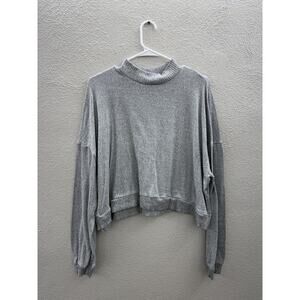 So Juniors Shirt Size XXL Gray Mock Neck Long Sleeve Cropped Sweater Shirt